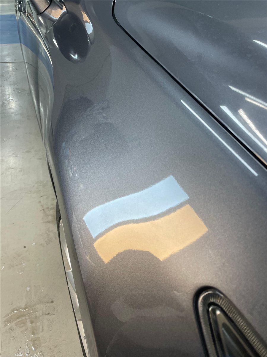 Paint surface with orange peel texture — factory finish